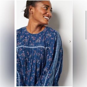 J. Jill Night Sky Floral Top in Dark Nightberry with Folklore Floral Boarder 2X